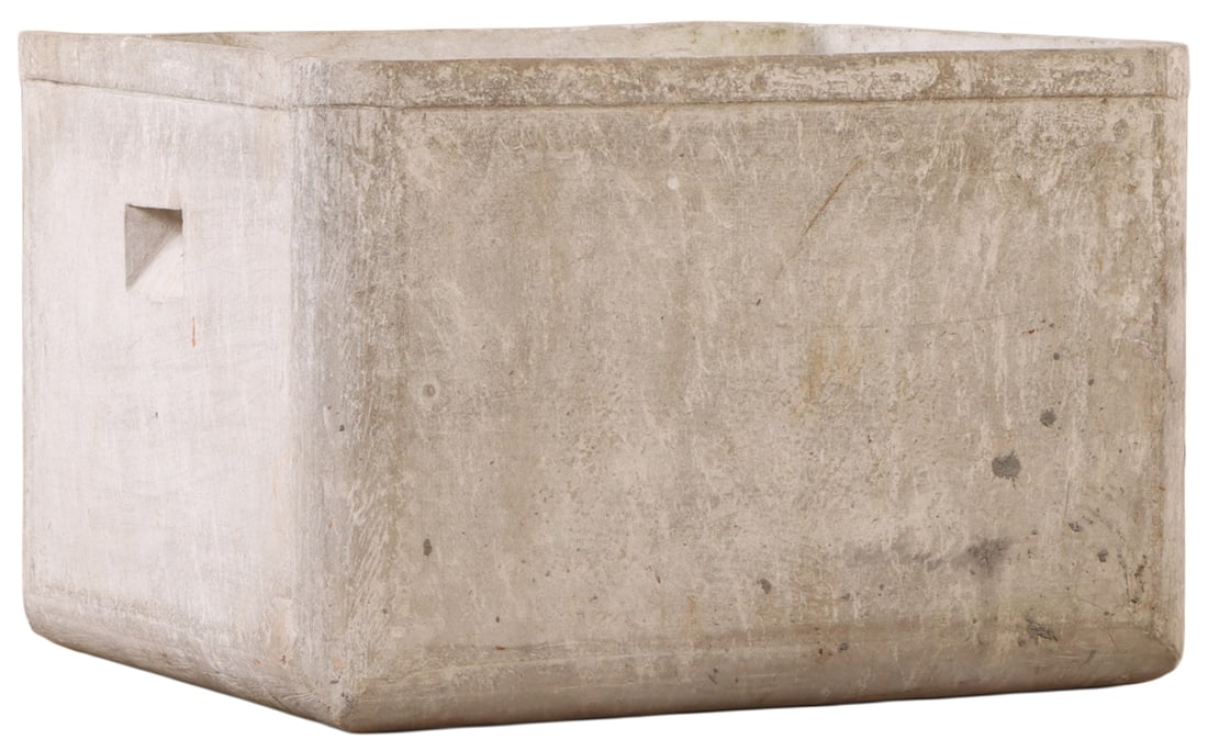 LARGE FRENCH MODERNIST CAST STONE PLANTERS DESIGNED BY WILLY GUHL C 1970: Large French Modernist cast stone planters designed by Willy Guhl C 1970 Ht: 16.5" Wd: 25" Dpth: 20.75"