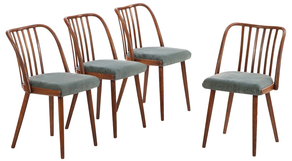 FOUR CONTINENTAL SLAT BACK BENTWOOD CHAIRS C 1940. (1 of 9)