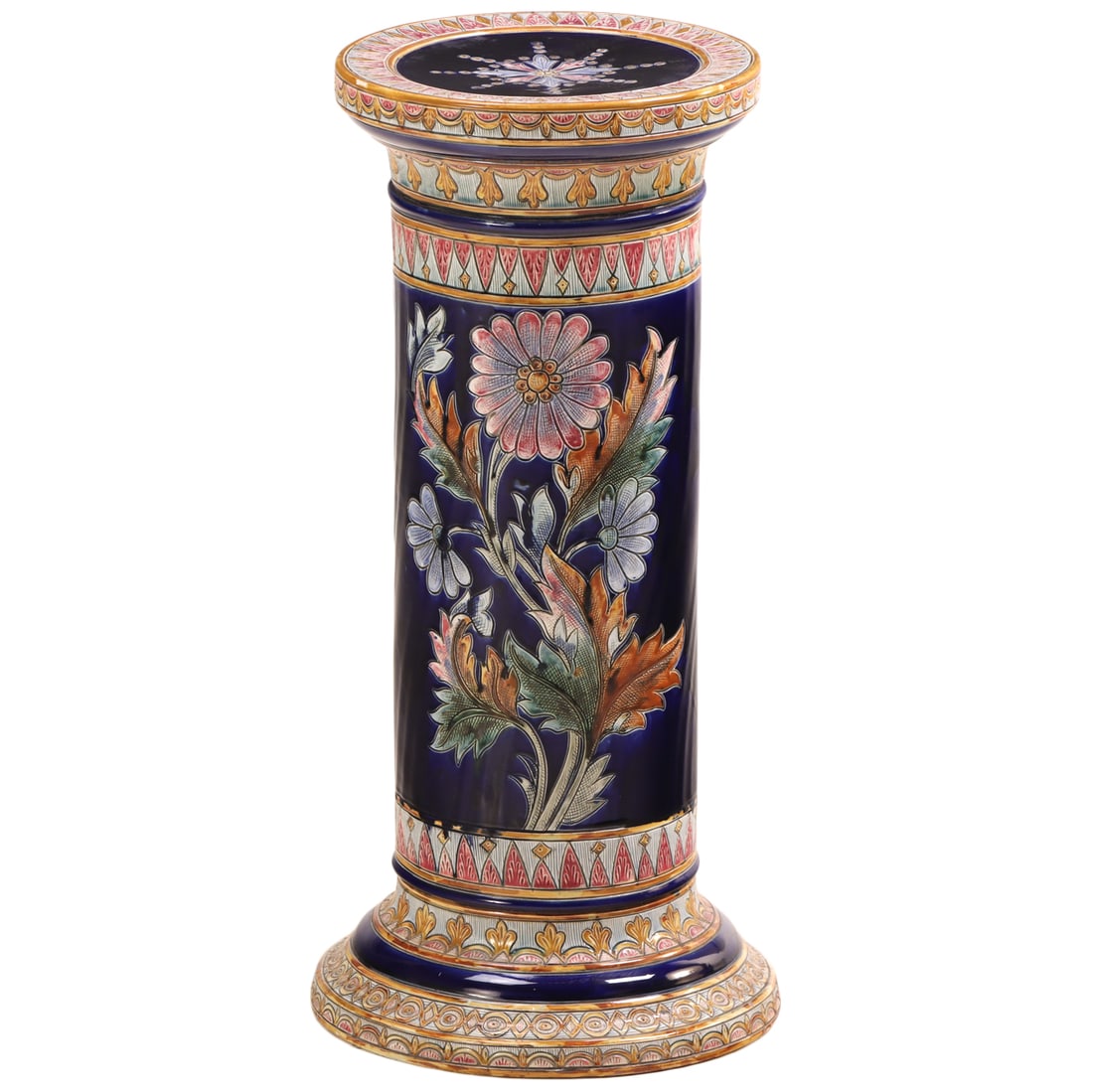 MAJOLICA PORCELAIN PEDESTAL HAVING POLYCHROME DECORATION C. 19TH CENTURY (1 of 7)