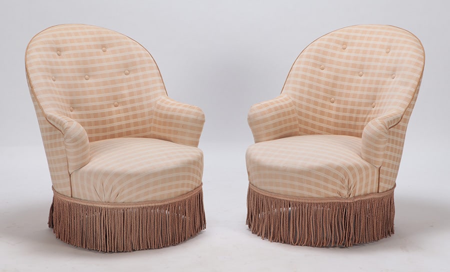 PAIR NAPOLEON III FRENCH LOUNGE CHAIRS (1 of 7)