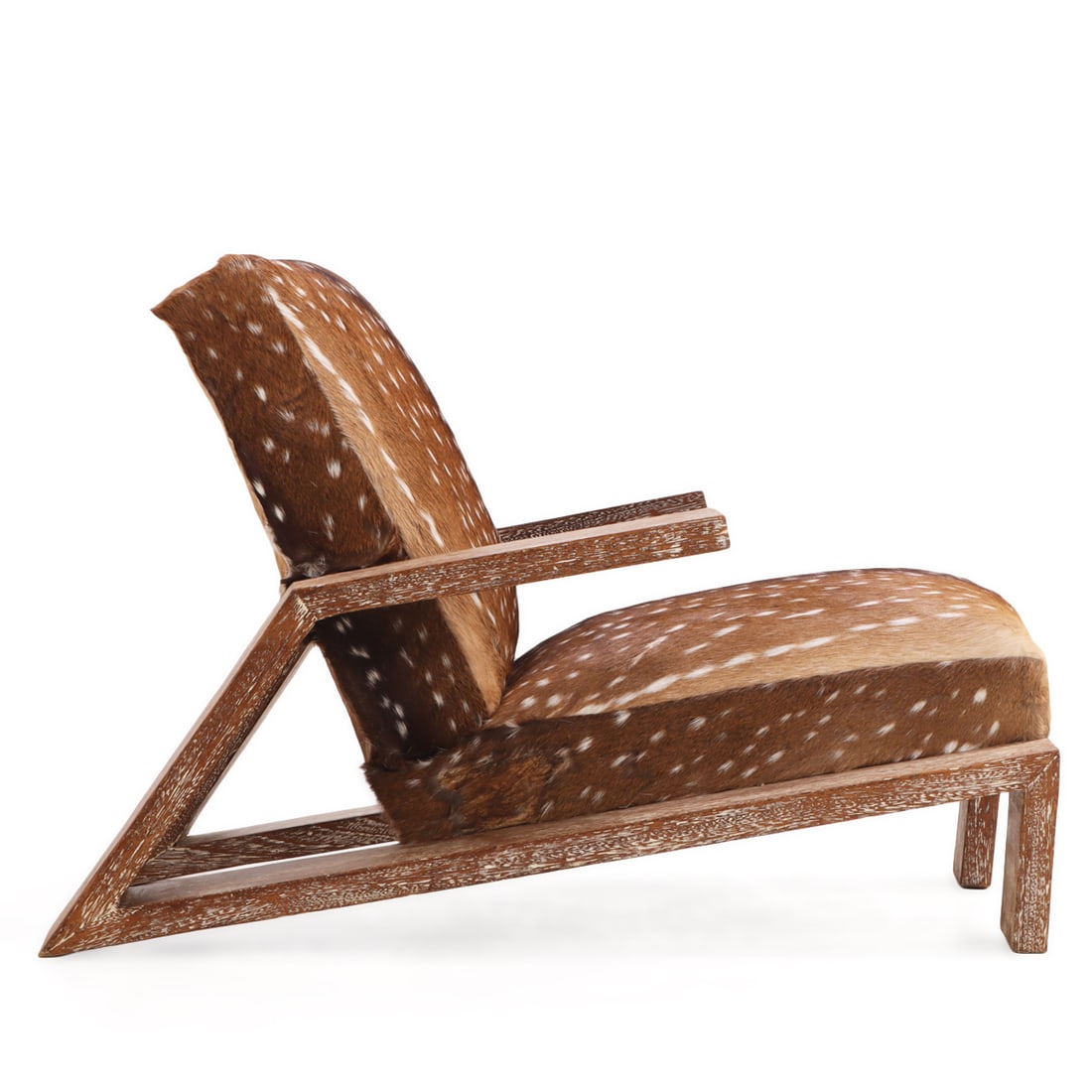 PAIR OF CERUSED OAK AND DEER HIDE ARM CHAIRS IN THE MANNER OF JEAN-MICHEL FRANK. THIS DESIGN WAS - 4