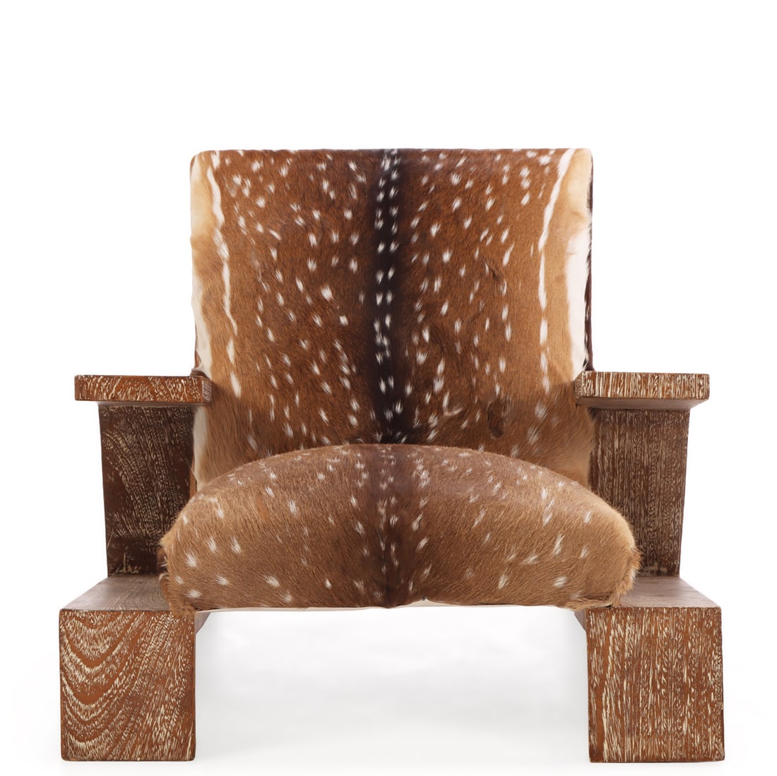 PAIR OF CERUSED OAK AND DEER HIDE ARM CHAIRS IN THE MANNER OF JEAN-MICHEL FRANK. THIS DESIGN WAS - 5