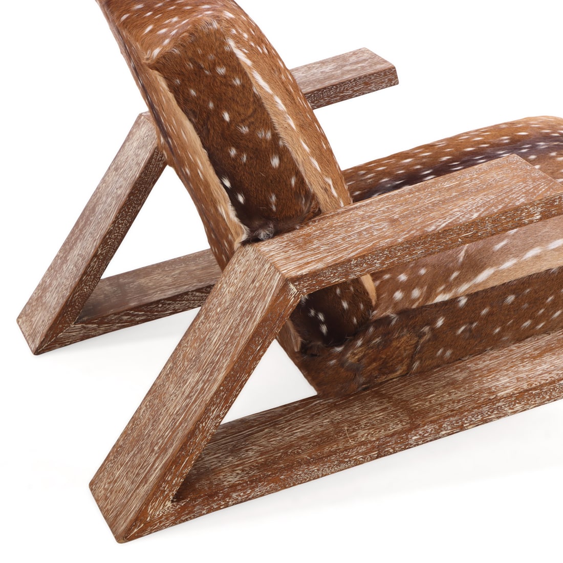 PAIR OF CERUSED OAK AND DEER HIDE ARM CHAIRS IN THE MANNER OF JEAN-MICHEL FRANK. THIS DESIGN WAS - 6