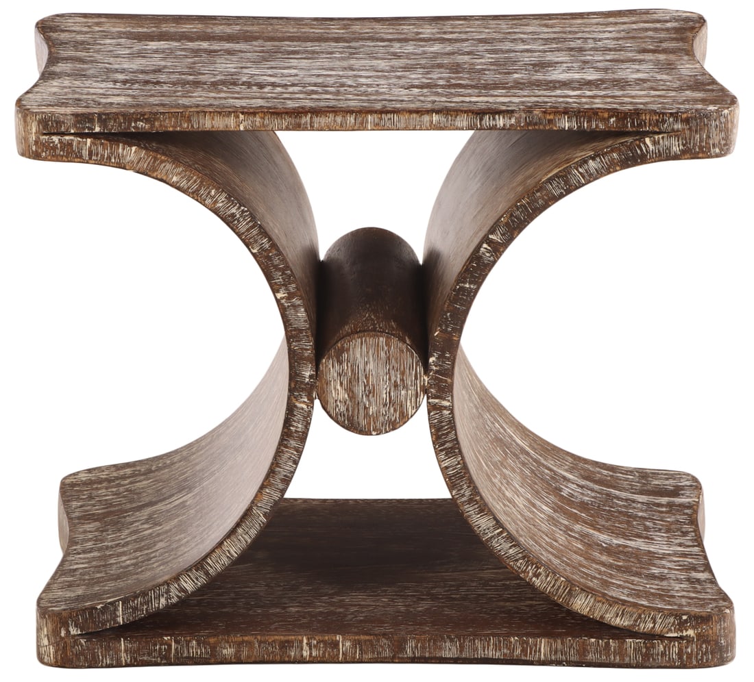 A CERUSED WOOD "DIABLO" TABLE OR BENCH IN THE MANNER OF JEAN-MICHEL FRANK.: A cerused wood "Diablo" table or bench in the manner of Jean-Michel Frank. Ht: 19.25" Wd: 23.5" Dpth: 15.25"