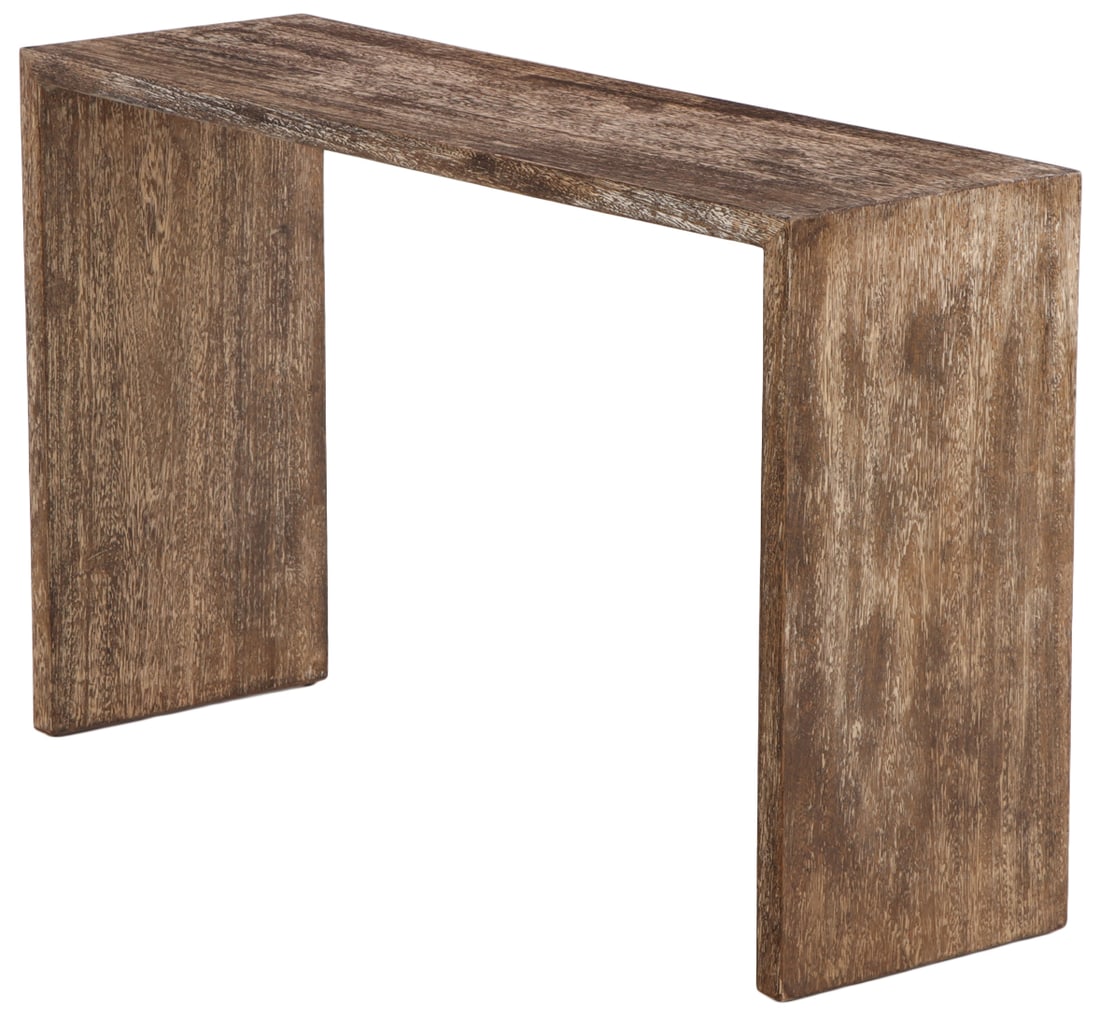 A CERUSED OAK CONSOLE TABLE IN THE MANNER OF JEAN-MICHEL FRANK. (1 of 5)