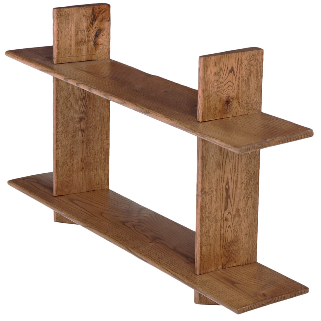A WOOD JEAN PROUVE STYLE WALL SHELF. (1 of 5)