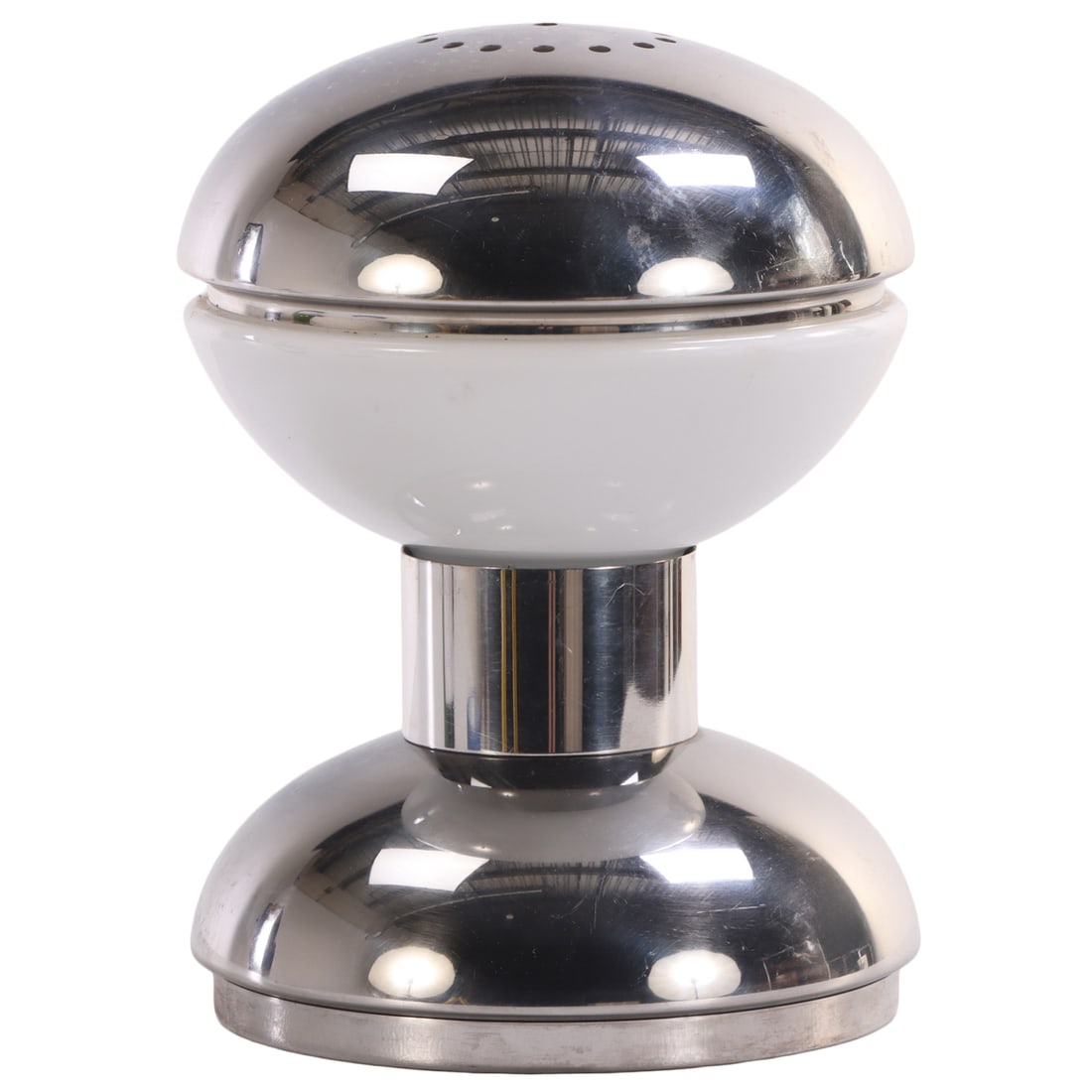 GOFFREDO REGGIANI FOR ILLUMINAZIONE ATOMIC ERA CHROME TABLE LAMP WITH GLASS SHADE INSERT C 1960 (1 of 7)