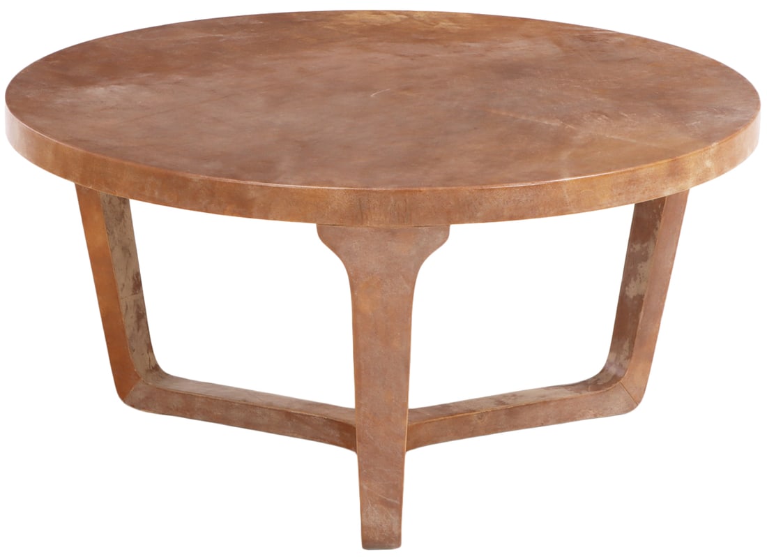 PARCHMENT COVERED COFFEE TABLE. (1 of 7)