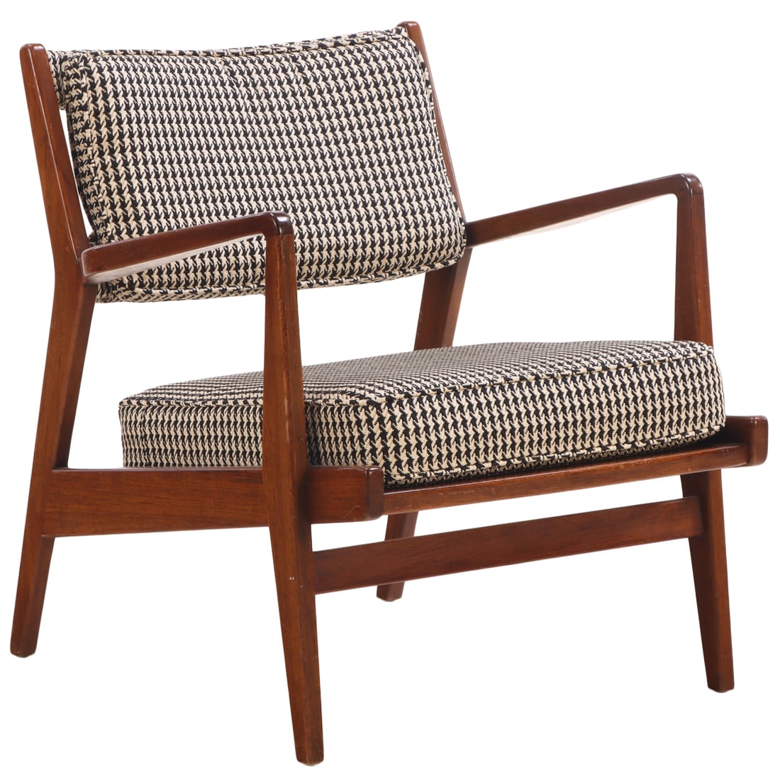 JENS RISOM U-430 WALNUT LOUNGE CHAIR WITH NEWLY UPHOLSTERED BACK AND REMOVABLE CUSHION IN (1 of 6)