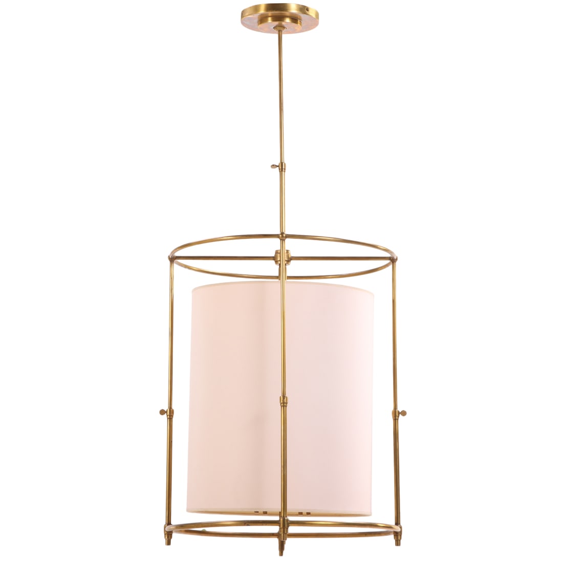 NEO-CLASSICAL STYLE BRASS HALL LANTERN WITH FABRIC SHADE. (1 of 5)