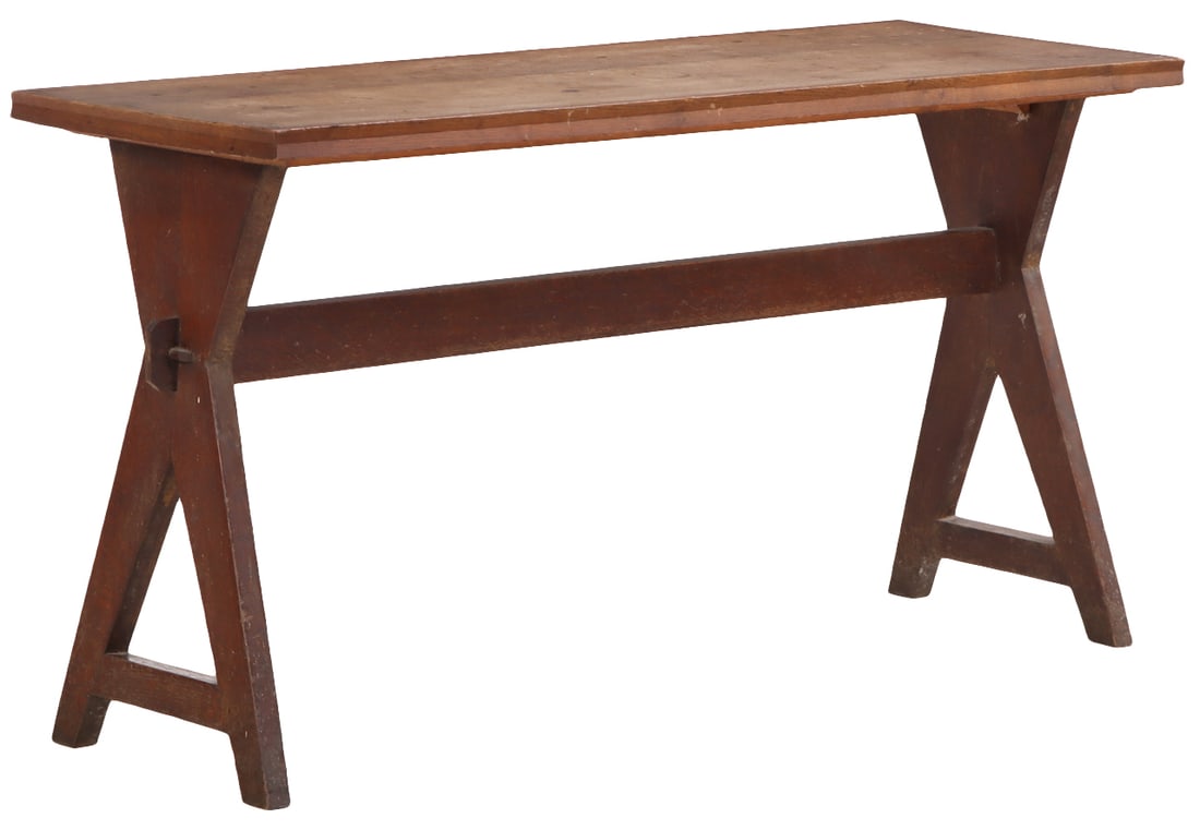 FRENCH OAK TABLE HAVING AN X FORM BASE C 1940 (1 of 5)
