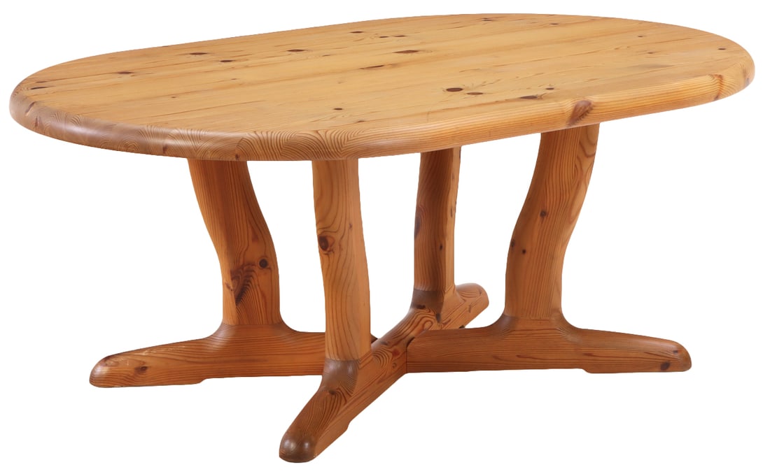 SWEDISH PINE COFFEE TABLE C 1960.: Swedish pine coffee table C 1960. Ht: 20.75" Wd: 51" Dpth: 33"