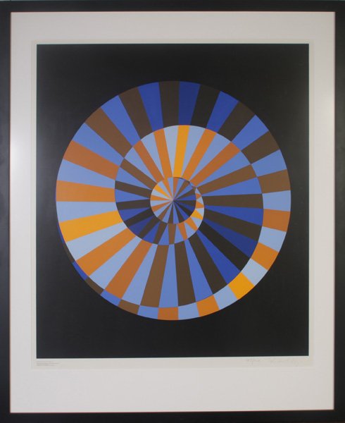 VICTOR VASARELY 1972 OFFICIAL EMBLEM OLYMPIAD XX: Victor Vasarely (French/Hungarian, 1906-1997) Edition Olympia 1972 official emblem for the games of the XX Olympiad, Munich 1972. Credited by graphic team Cologne, 1971, redesigned in color variations