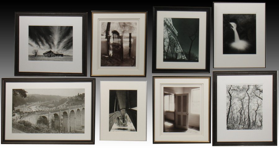 LOT OF 8 BLACK & WHITE PHOTOS ARCHITECTURAL: Collection of eight black and white photographs featuring architectural elements. Ht: 28" Width: 40" (largest framed size)