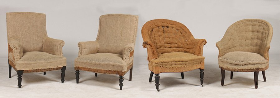 GROUP 4 NAPOLEON III CHAIRS: A group of four Napoleon III chairs circa 1880. Ht: 37" Width: 25" Depth: 24"