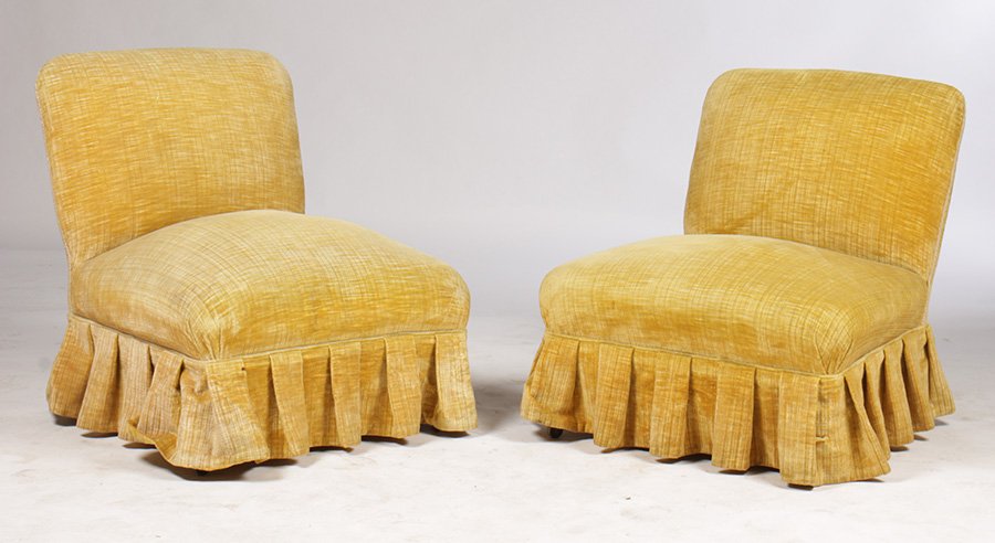 PR NAPOLEON III BUDOIR CHAIRS: A pair of Napoleon III budoir chairs circa 1880. Ht: 29" Width: 25" Depth: 28"