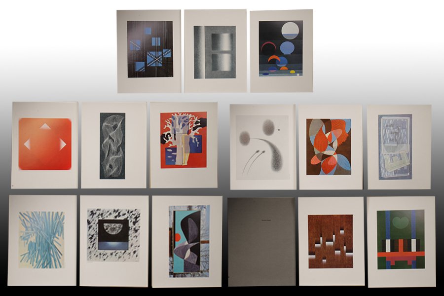 HERBERT BAYER PORTFOLIO 14 LITHOGRAPHS 1965: Herbert Bayer (Austrian, 1900-1985) Portfolio of fourteen offset lithographs in color dated 1965. Ht: 22" Width: 16.5"