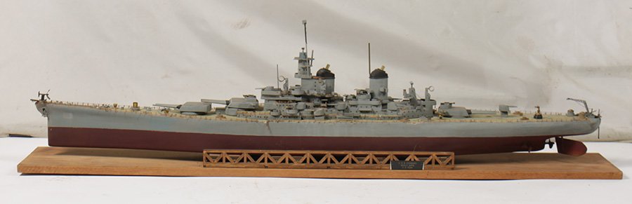 HANDMADE SCALE MODEL USS MISSOURI NAVY 1976: A handmade scale model of the Navy destroyer 'USS Missouri' built in 1976 by C.G. Tuma. Ht: 13.5" Width: 56" Depth: 7"