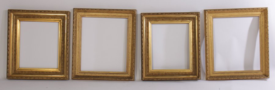4 VINTAGE GILTWOOD PICTURE FRAMES 1900: Lot of four vintage giltwood picture frames circa 1900. One pair measures: 32.5" x 27.5". The other pair measures: 33.25" x 29.25".