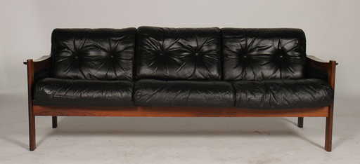 Hans Olsen Mobler Leather Rosewood Sofa C 1960