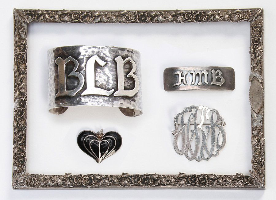 LOT OF STERLING SILVER ITEMS; PINS, BRACELET (1 of 6)