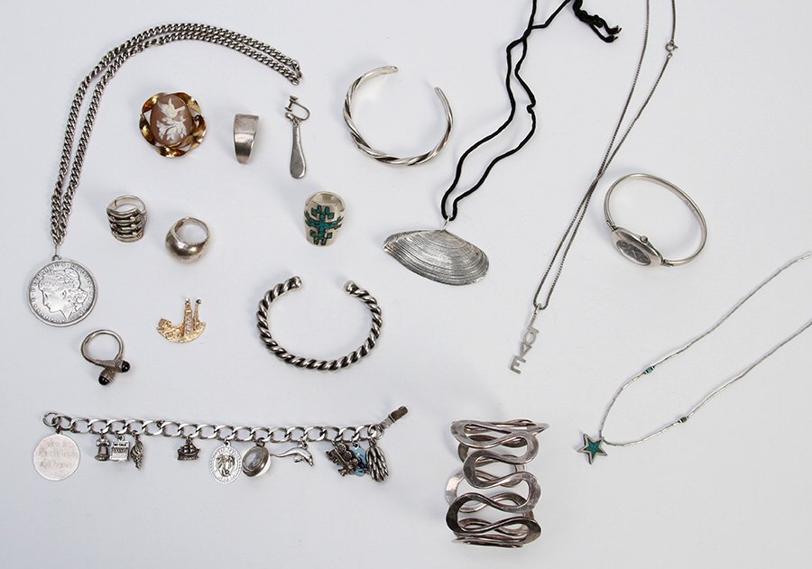 MIXED LOT OF 17 PCS OF 14K GOLD & SILVER JEWELRY (1 of 10)