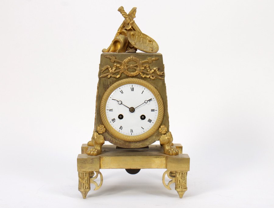 CAST 19TH C. FRENCH DORE BRONZE MANTLE CLOCK (1 of 5)