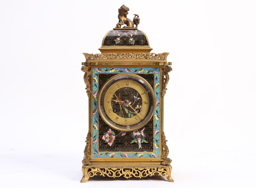 FRENCH CLOISSONE BRONZE BIGELOW MANTLE CLOCK (1 of 6)