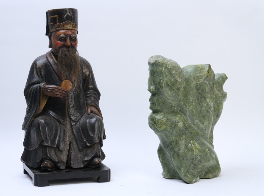 2 CARVED FIGURES ASIAN IMMORTAL STONE FIGURE (1 of 4)