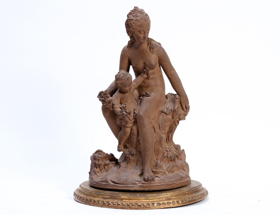 TERRACOTTA FIGURINE CUPID PSYCHE SIGNED F. CIAN (1 of 4)