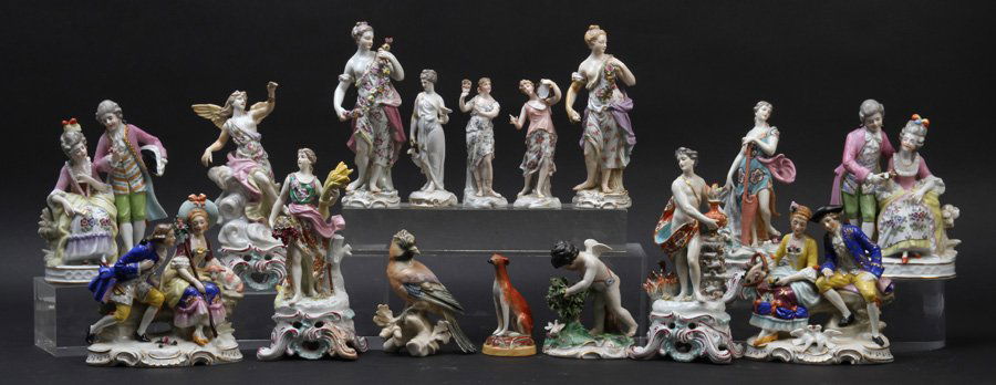 LOVELY 16 PC ANTIQUE PORCELAIN FIGURINES (1 of 5)