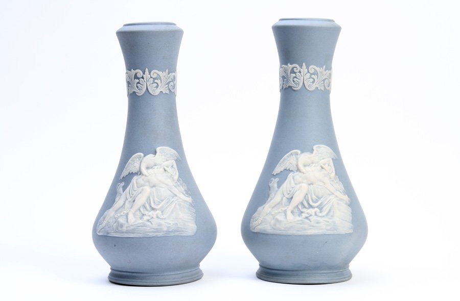 PR BURHAM JASPERWARE PROMETHEUS BOUND VASES 1900 (1 of 4)