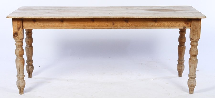 COUNTRY PINE TABLE 3 BOARD TOP TURNED LEGS 1900 (1 of 4)