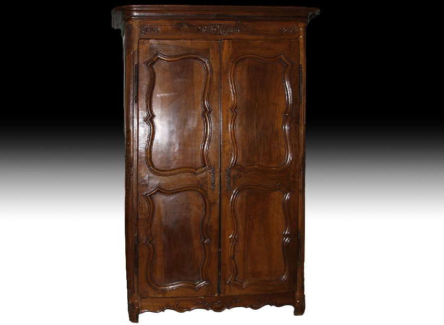 EARLY 19TH C. FRENCH CARVED WALNUT ARMOIRE (1 of 6)