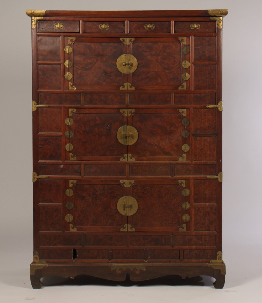 ASIAN MULTI DRAWER TANSU BURLED DRAWER 1900 (1 of 7)