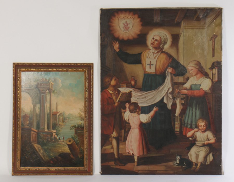 COLLECTION OF 2 PAINTINGS OIL CANVAS SIGNED (1 of 9)