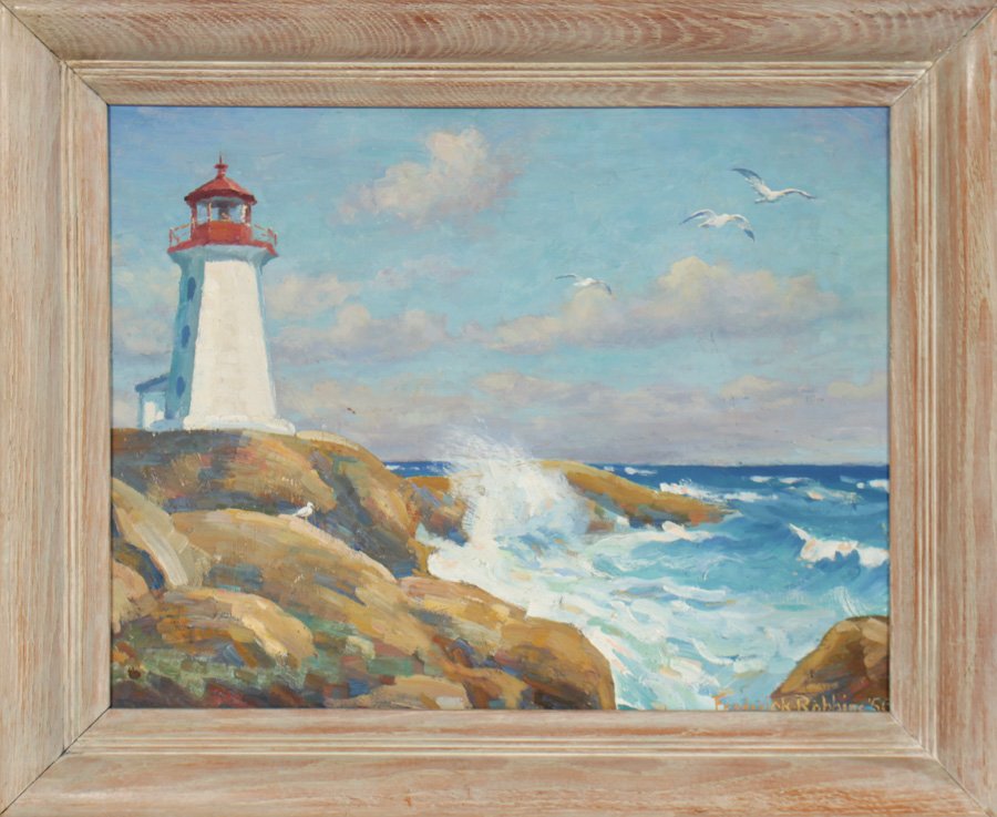 FREDERICK ROBBINS AMERICAN OIL MASONITE SIGNED (1 of 5)