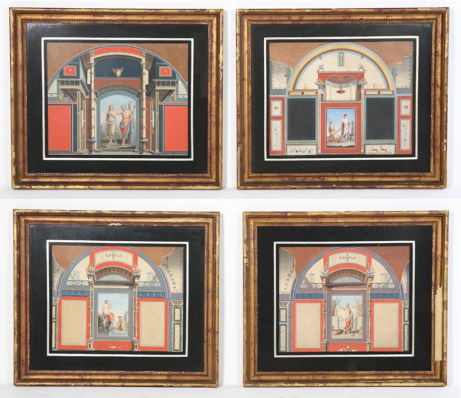 SUITE 4 FRAMED 19TH C. WALL COVERINGS ROMAN THEME (1 of 7)