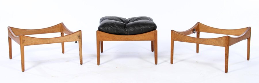 3 DANISH OAK STOOLS 1950 (1 of 3)