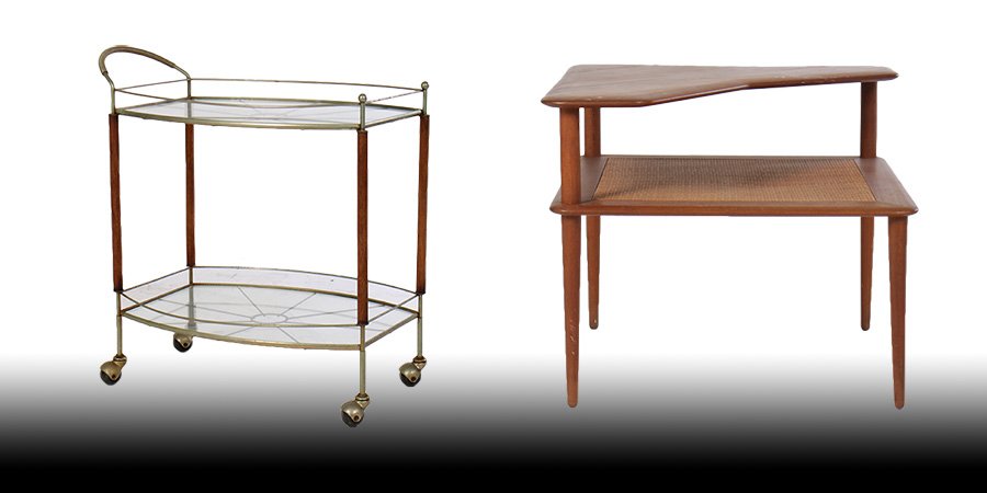 TEAK CANE LABELED JOHN STUART CORNER TABLE (1 of 8)