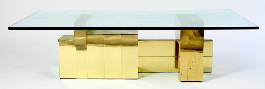 PAUL EVANS BRASS GLASS COFFEE TABLE 1970 (1 of 4)