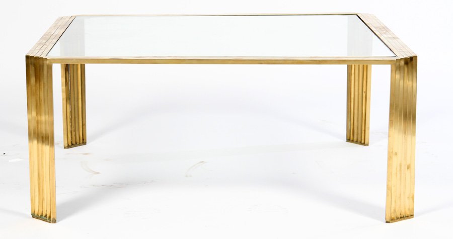 MID CENTURY BRONZE COFFEE TABLE GLASS TOP 1970 (1 of 3)
