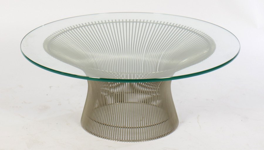 WARREN PLATNER CHROME COFFEE TABLE WITH GLASS TOP (1 of 3)