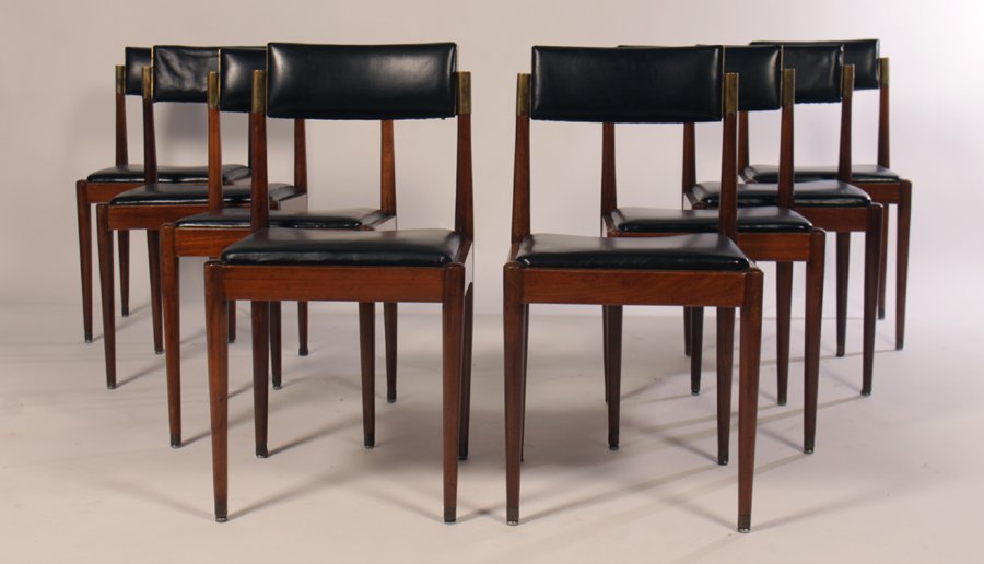 8 LEATHER UPHOLSTERED MODERN DINING CHAIRS BRONZE (1 of 9)