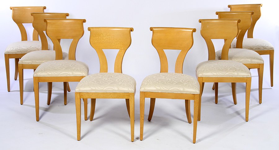 8 ART DECO STYLE SIDE CHAIRS: Eight Art Deco style side chairs. Ht: 36" Width: 20" Depth: 17"