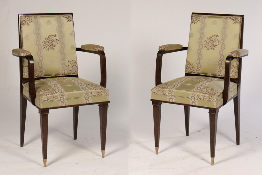 PAIR FRENCH OPEN ARMCHAIRS MANNER OF DOMINIQUE (1 of 8)