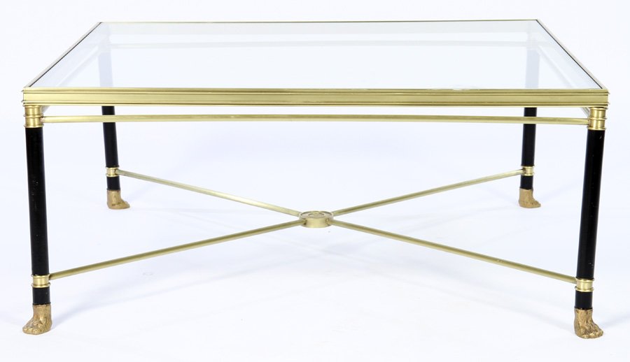 JANSEN BRASS METAL GLASS TOP COFFEE TABLE 1970 (1 of 4)