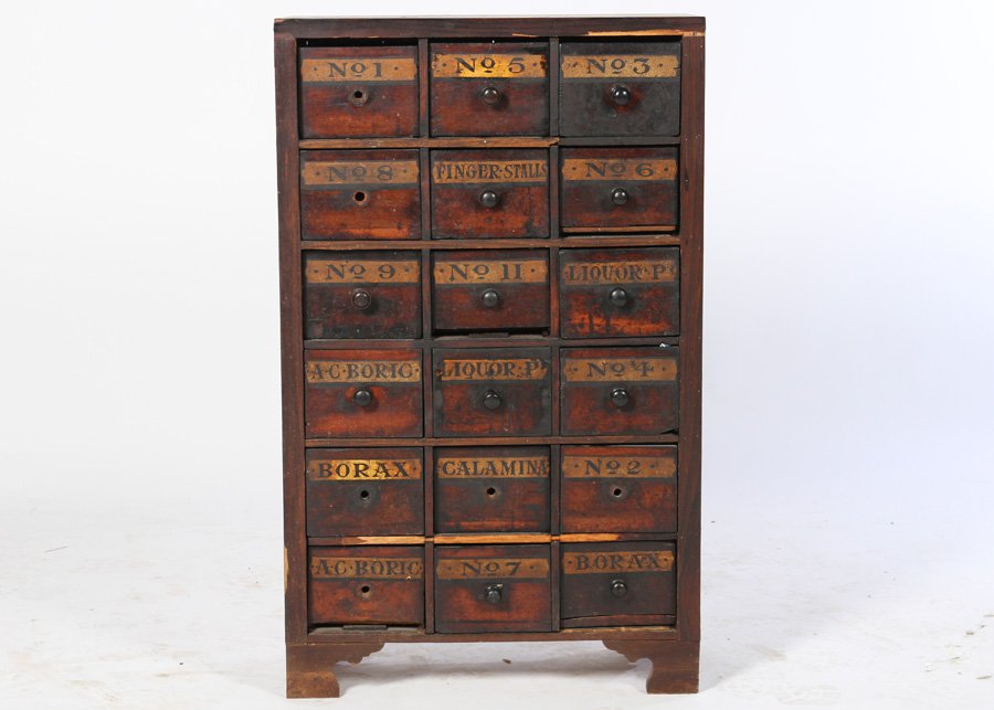 ENGLISH 19TH C. ROSEWOOD APOTHECARY CABINET 18 DRAWERS (1 of 4)