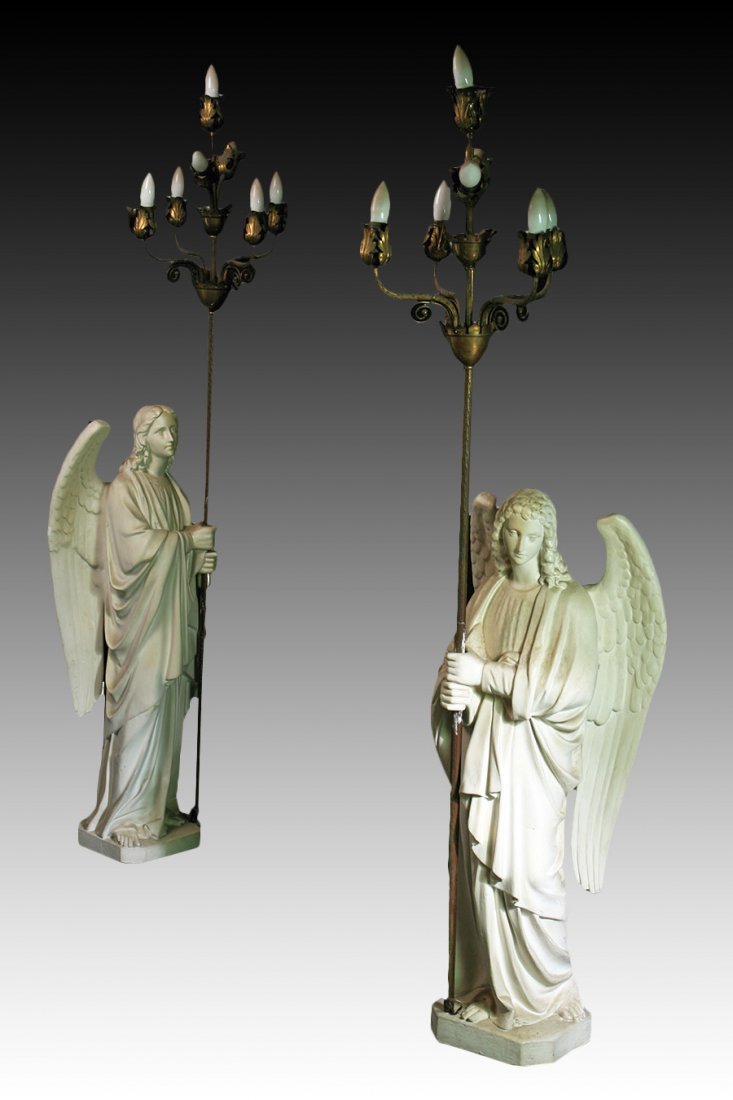 PR PLASTER ANGEL STATUES 7 ARM CANDELABRUM (1 of 3)