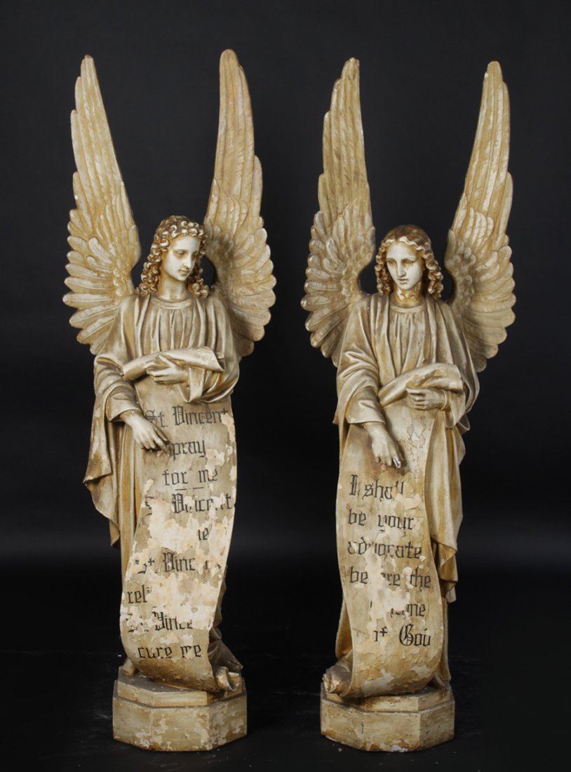PR STANDING PLASTER FIGURES WINGED ANGELS (1 of 6)